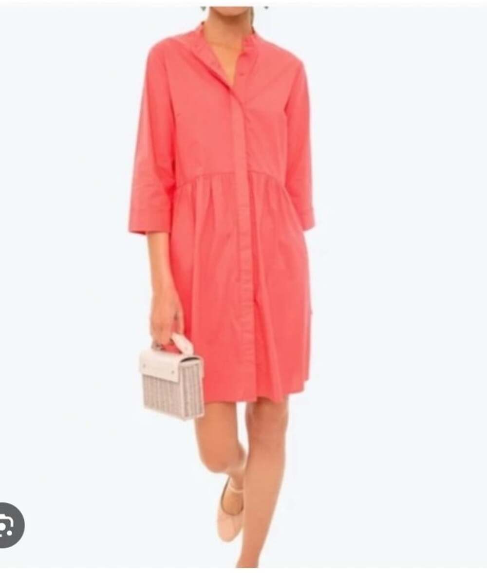 Tuckernuck Shirt Dress Womens 2XL Pink 3/4 Sleeve Button Front Short Casual
